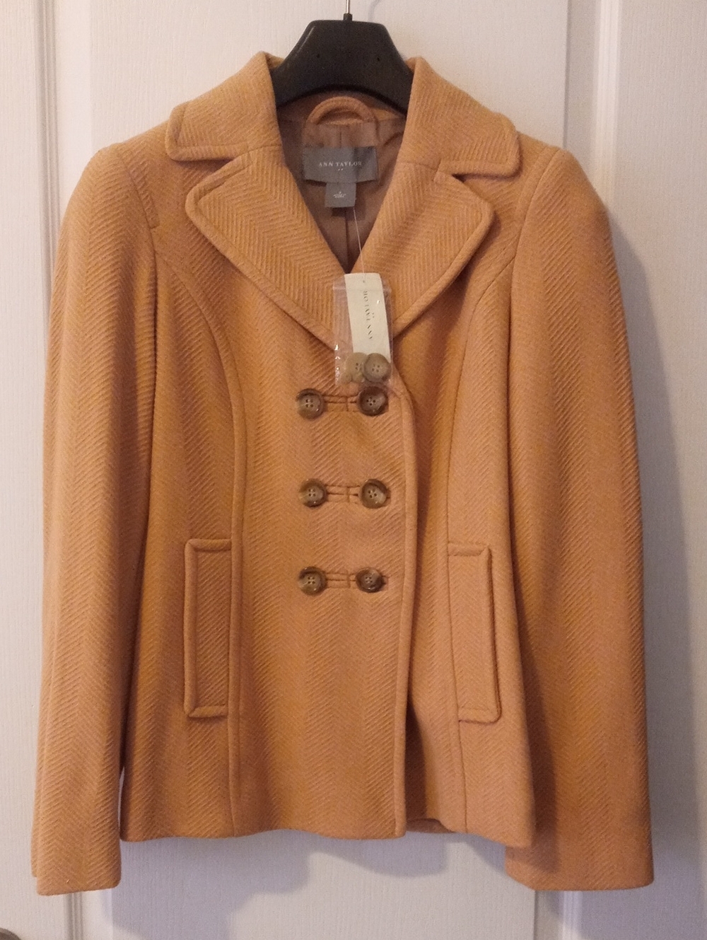 Ann Taylor Camel Double-Breasted Peacoat (US S)
